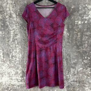 Kuhl Size S Coolmax Organic Cotton Abstract Mini Fit Flared Dress Purple V Neck